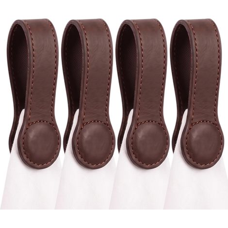Accroche Torchon Magnétique en Cuir 4pcs Marron Foncé (1/5)