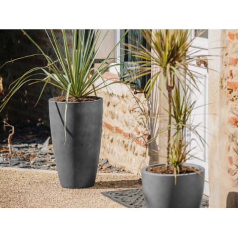 Pot de fleurs conique Basalt Up - Ø 38 x 61 cm - 49 L - Gris anthracite - Eda (1/3)