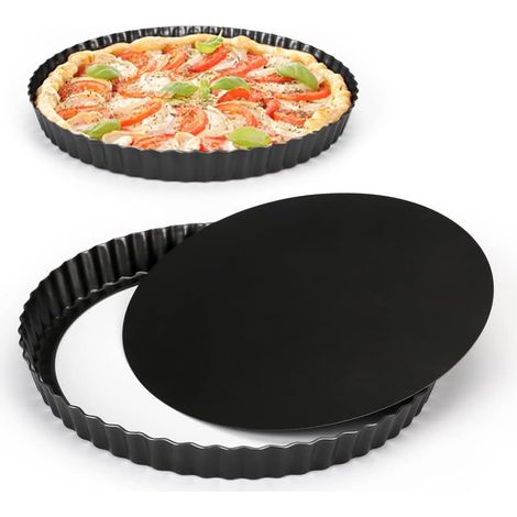 Teglia per torte da 10,2 pollici con base rimovibile Teglia per quiche antiaderente Teglie rotonde per torte (1/5)