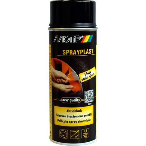 PEINTURE PELABLE ESLASTOMERE SPRAYPLAST NOIR BRILLANT AEROSOL 400ML MOTIP