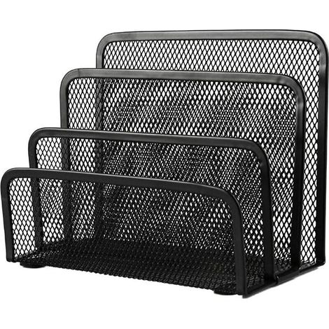 Plateau à courrier en maille métallique, porte-documents, porte-revues en maille métallique, trieur de bureau, porte-documents, organiseur de rangement à 3 niveaux (1/5)