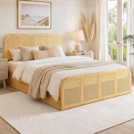 Monica Double Ottoman Storage Bed with 30 Slats, Gloss Oak, 154.3 x 199cm (1/5)