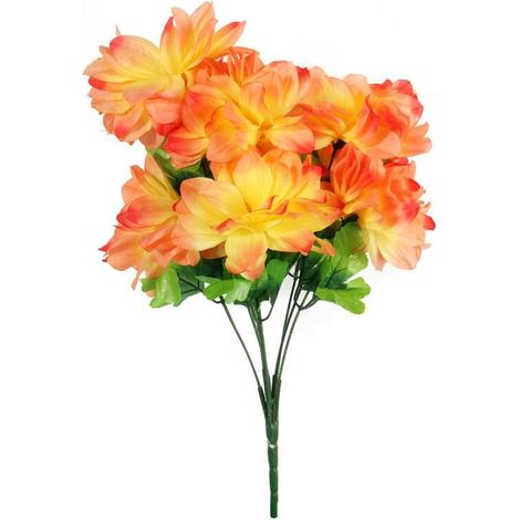 Bouquet di dalie artificiali - 7 pezzi, colore arancione, altezza 60 cm (1/3)