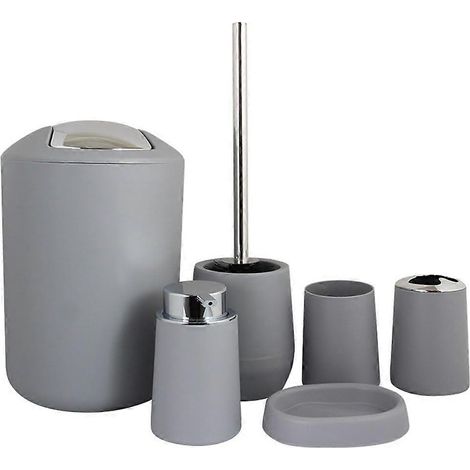 Ensemble d'accessoires de salle de bain : tasse en céramique et porte-brosse à dents, design moderne et minimaliste anti-odeurs. (1/5)