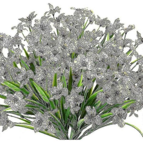 10 bouquets de fleurs artificielles pour l'extérieur, résistants aux UV, couleurs inaltérables, fleurs artificielles violettes (rouges) (vertes) (1/5)