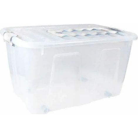 Scatola portaoggetti plast-team home box 86l con ruote impilabile