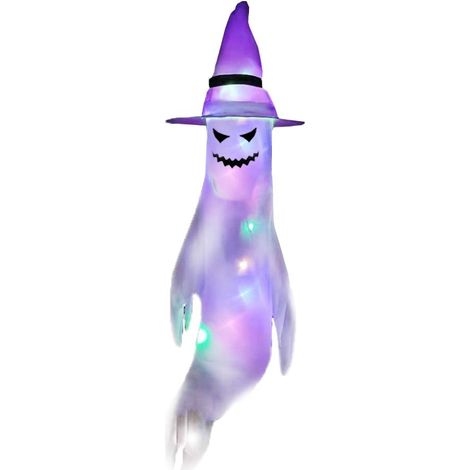 Fantôme d'Halloween avec guirlande LED lumineuse, décoration suspendue lumineuse pour extérieur, fête et jardin, lot de pièces (1/5)