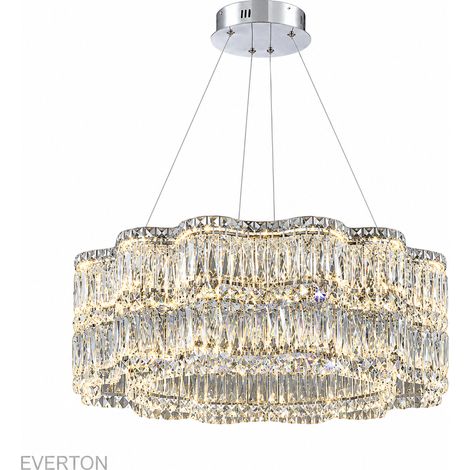 Lustre de Luxe en Cristal 50 cm, Suspension Florale Haut de Gamme, Luminaire Chic Forme Fleur de Prunier, Cristal et Métal pour Chambre, Salon, Salle à Manger