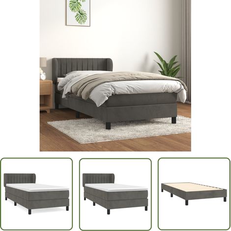 The Living Store Boxspringbett mit Matratze Dunkelgrau 90x200 cm Samt - Samtbett - Boxspringbett - Doppelbett - Bettenrahmen - Luxusbett (1/5)