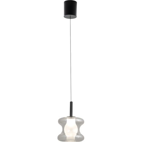 Suspension Frua En Métal Et Verre Borosilicate Gris Transparent, Led 8W, Température 2700K-4000K, Intensité Variable Par Paliers - Design Frua (1/3)
