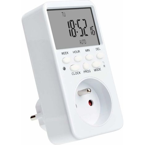 Programmierbarer Digitalstecker, Wochentimer mit 20 Programmen, 24-Stunden-Timer mit LCD-Display, Energiesparfunktion für Zuhause – Adélala (1/5)