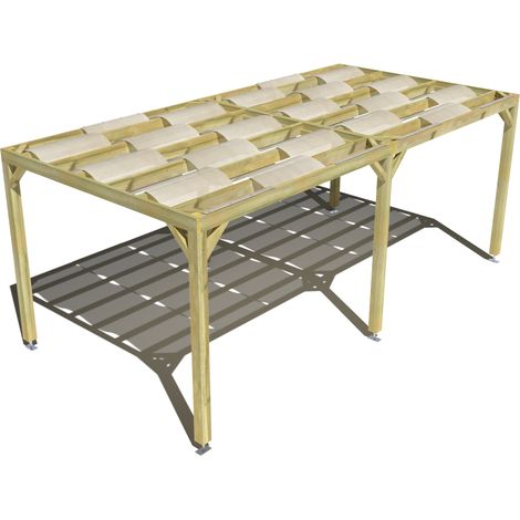 Pergola bois • 6m x 3m • indépendante • sens largeur • voilage semi-transparent inclus • livraison comprise (1/3)