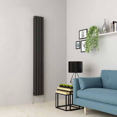 1800 x 237mm Anthracite Double Oval Tube Vertical Radiator (1/5)
