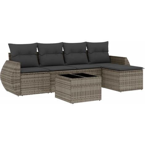 Maison Exclusive - 6-tlg. Garten-Sofagarnitur mit Kissen Grau Pol