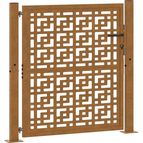 Gartentor 100x100 cm Verwitterungsstahl Kreuzdesign vidaXL (1/5)