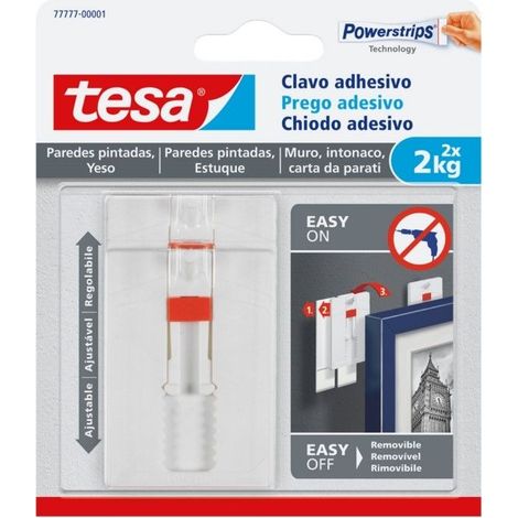 Clavo adhesivo ajustable hasta 2kg pared pintada tesa (1/3)