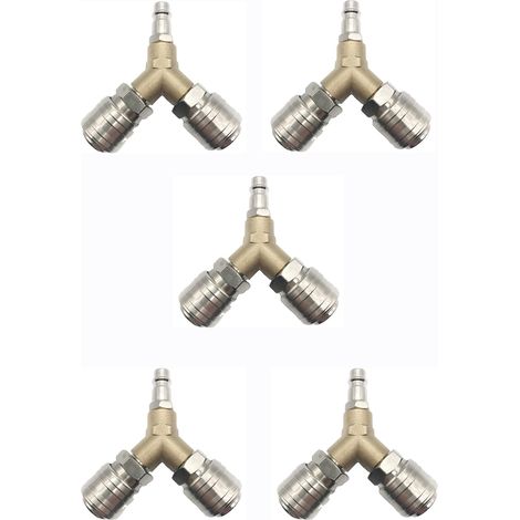Distributeur d'air Comprimé Connecteur Interrupteur Avec deux Connecteurs Filetés 1 et 4 Pouce en laiton Antirouille 5pcs (1/4)