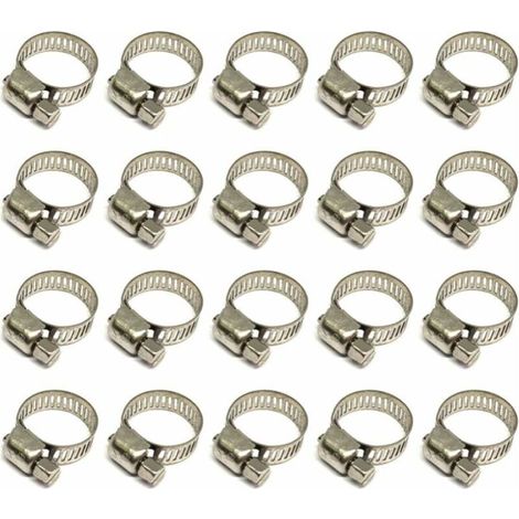 20 Pièces Collier De Serrage Tuyau, Collier De Serrage Tuyau Réglable 12-20mm, 304 Collier De Serrage Inox, Collier Serrage Métallique, Pour Tuyau, Home Gaz, Famille Tuyau D'eau, Câble,