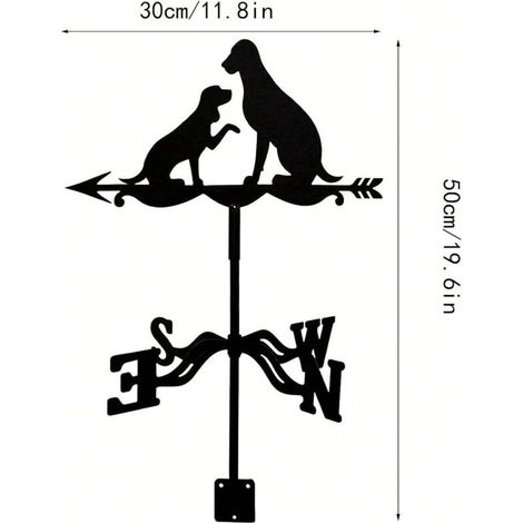 Windrichtungsanzeiger mit zwei Hunden, Gartendekoration, Windrichtungsanzeiger für den Hof, Banner, Wandteppich, Zimmerdekoration, Flagge