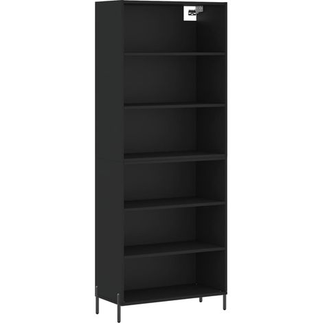 Buffet bahut commode armoire meuble de rangement organisateur cuisine salle de séjour salon 69,5 x 32,5 x 180 cm bois d'ingénierie noir