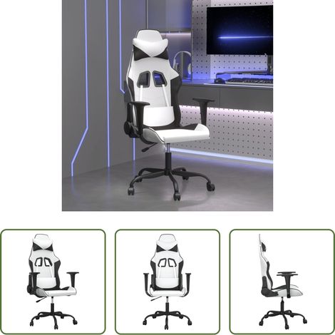 Massagestuhl -  Gaming-Stuhl mit Massagefunktion Weiß und Schwarz Kunstleder (1/5)