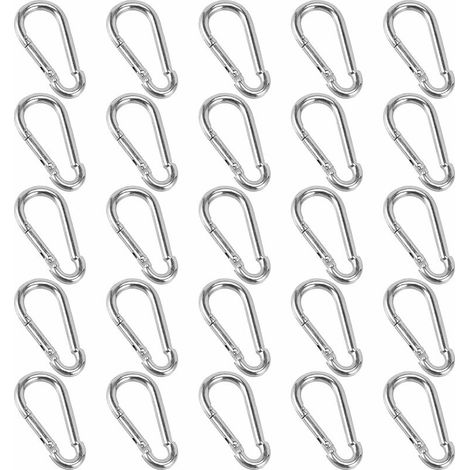 Lot de 25 mousquetons 40 x 4 mm – Mousquetons légers pour sacs à dos, laisses de chien, camping, pêche – Charge max 50 kg