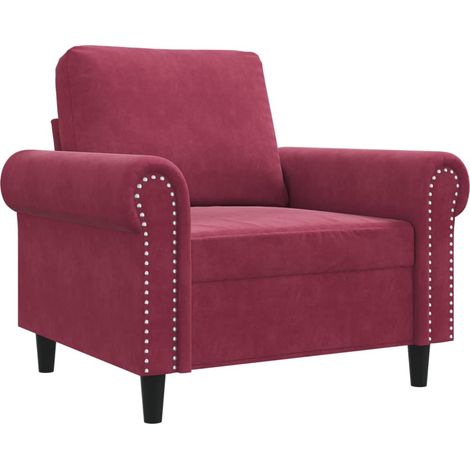 Fauteuil de Salon，Chaise，Fauteuil Rouge bordeaux 60 cm Velours CFW579269 (1/5)