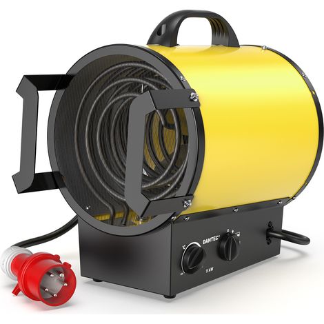 DAHTEC Portable Industrial Heater 9000W YELLOW - Fan Heater with Handle, Thermostat & Overheat Protection - Ideal for Construction Site, Garage & Home