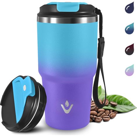 20oz Mug Isotherme, Tasse Isotherme Cafe, Tumbler avec Couvercle à Vis, Double Paroi Isolante Acier Inoxydable, Anti-Fuite Gobelet Thermique pour Boissons Chaudes et Glacé (1/5)