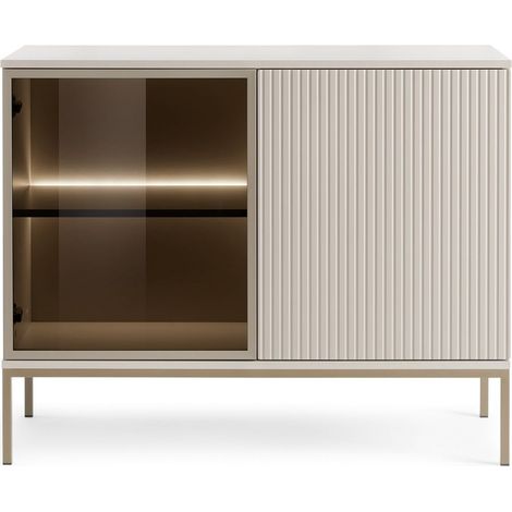 Commode étroite moderne à façade cannelée, 104 × 83 × 39 cm, Cachemire / Or (1/5)