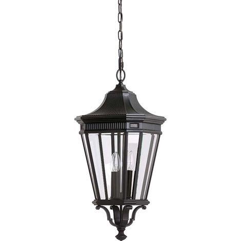 Elstead Cotswold Lane - Lanterna a catena da soffitto a 3 luci grande nera, E14