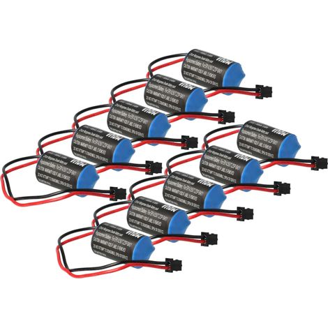 vhbw 10x Battery Replacement for Omron R88A-BAT02W, JZSP-BA01, JZSP-BA0-1 for Servo Driver (1000 mAh, 3.6 V, Li-MnO2)