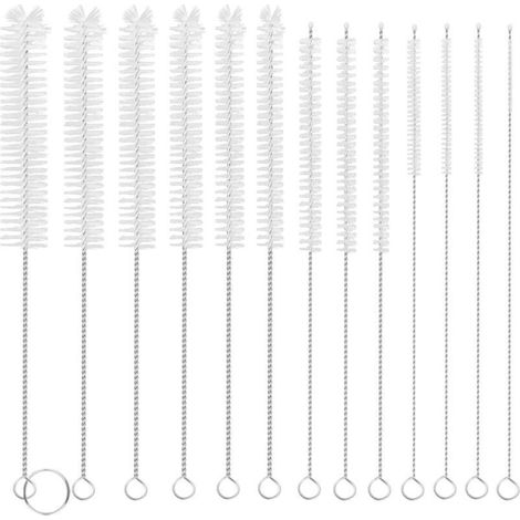 Set of 13 Long Baby Bottle Brushes, Cleaning Brush - Straw, Pipe Cleaner, Fine Brush for Milk Tube, Multipurpose Brush for Cleaning Teapots, Nozzle, Straws, Mini Drain Brush (1/4)