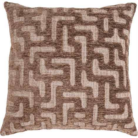 Coussin marron motif labyrinthe moderne - marron labyrinthe (1/4)