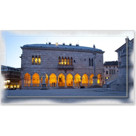 Lupia - Quadro moderno su Tela con Cornice stampata NEWEXT 75x135 cm, paesaggi localismi italiani, per casa soggiorno capezzale camera da letto hotel ufficio, UDINE PIAZZA LIBERTA' (1/4)