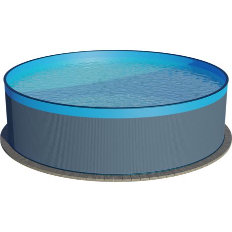 Stahlwandpool rund ohne Skimmerstanzung, Größe wählbar, 90cm tief, Stahl 0,3mm blau, Folie 0,2mm bl. 450x90