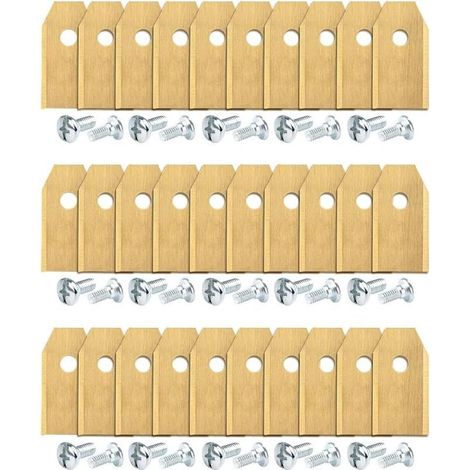 30 Pcs Lame de Rechange 35x18x0.75mm Acier Inoxydable Lames de Lames R40Li / R70Li Titane Lame de Tondeuse pour Automower Husqvarna et Gardena (1/5)