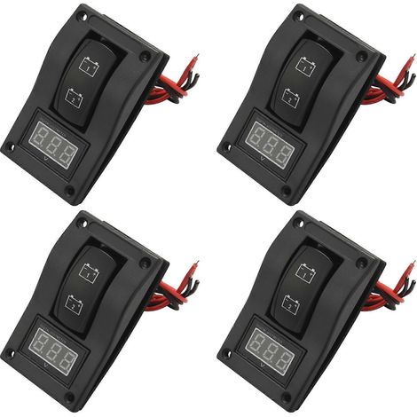 Compatible avec un interrupteur à bascule à double LED 4 12-24 V pour panneau de test de batterie, destiné aux voltmètres automobiles, camions et bateaux, 4 pôles ON-OFF-ON (1/5)