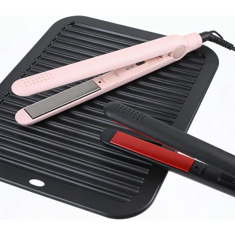 Tapis Protection Thermique Silicone - 1 Pièce - Noir Résistant 400°C - Pour Fers à Lisser et Repasser - Salon Cuisine Salle de Bain - 30 x 23 cm (1/5)