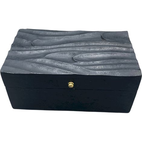 Déco Vintage - Boîte Multi Usages - 22x12x10cm - Tourbillons Noirs- Vendu par 1