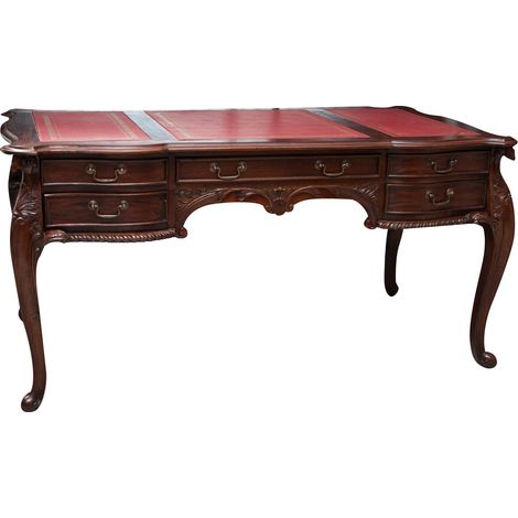 Mahagoni Massivholz Schreibtisch Nussbaum 150x83x75 cm