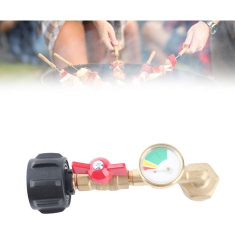 Adaptateur de remplissage de propane amélioré, adaptateur coudé de remplissage de propane QCC1 de 1 lb à 20 lb avec manomètre et vanne de contrôle marche/arrêt, adapté au remplissage des réservoirs de (1/5)