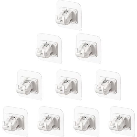 Filiyano-Lot de 10 crochets de tringle à rideaux sans clous, supports de tringle à rideaux sans perçage, fixations auto-adhésives pour tringle à (1/5)