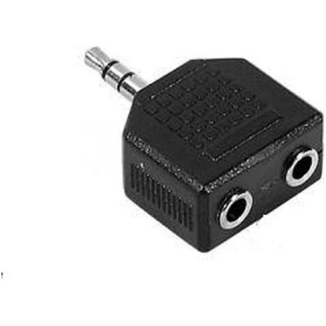 Adaptateur jack stereo Male 3.5mm en 2 Jack stereo Femelle 3.5mm noir (1/2)