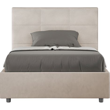 Letto 1 Piazza e Mezzo 120x200 cm con Rete e Contenitore Mika Sabbia (1/5)