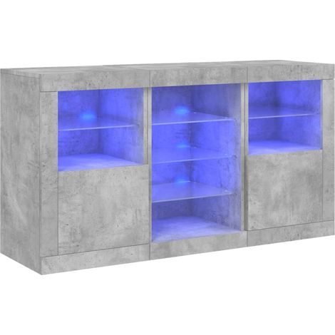 Maison Exclusive - Aparador con luces LED gris hormigón 123x37x67 (1/5)