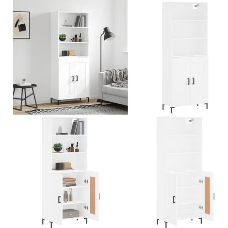Buffet haut Blanc 69,5x34x180 cm Bois d'ingénierie - Buffet Design Moderne - Meuble Rangement - Armoire Blanche - Mobilier Salon - Commode Élégante - Home & Living (1/5)
