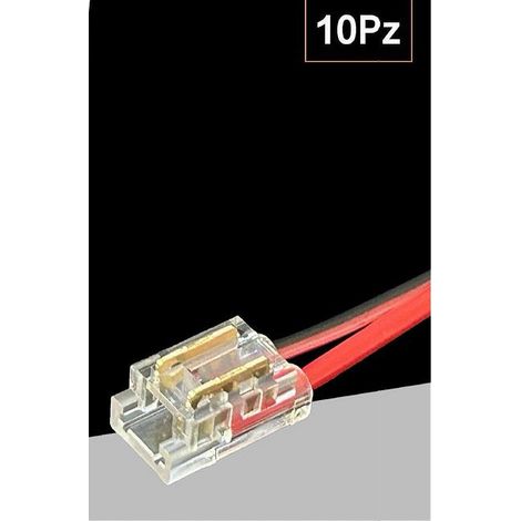 TrAdE Shop Traesio - Kit 10pz Connettore Alimentazione Striscia Strip Led 2 Pin 5 Mm Cob Smd Cn5mm-cv - (1/3)