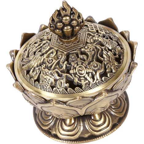 Vintage Rückfluss-Räuchergefäß, Räucherstäbchen- und Kegelhalter, Heimdekoration (Bronze) (1/5)