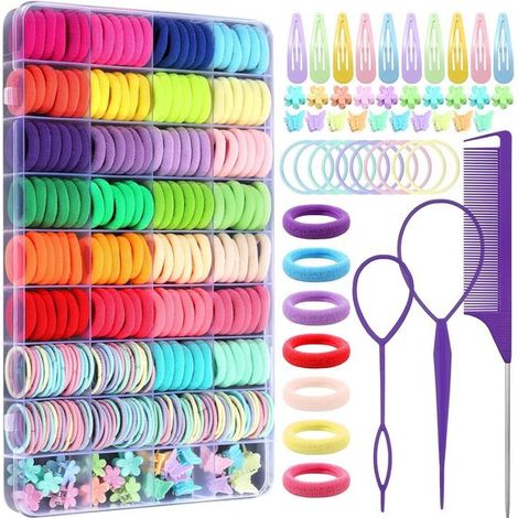 Set de accesorios para el cabello de 208 piezas: gomas elásticas, peinetas, horquillas, para peinados diarios, 1 set, multicolor (1/5)